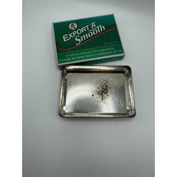 MacDonald Export A Smooth Tobacco Metal Cigarette Tin slide in Green Color Empty - Picture 5 of 6